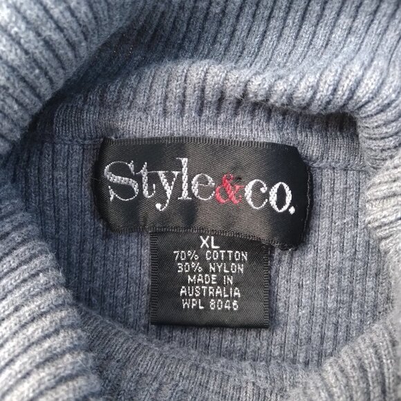 Style&co. Grey Ribbed Turtleneck ~ Classic Neutral Wardrobe Staple Sz XL - Picture 2 of 8